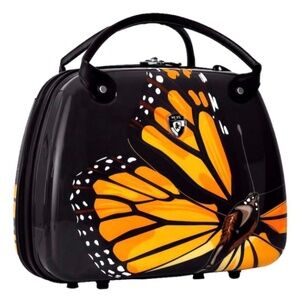 BEAUTY CASE, COULD BE USED AS A HANDBAG OR AIRPLANE CARRY ON, HARD SIDES, BLACK